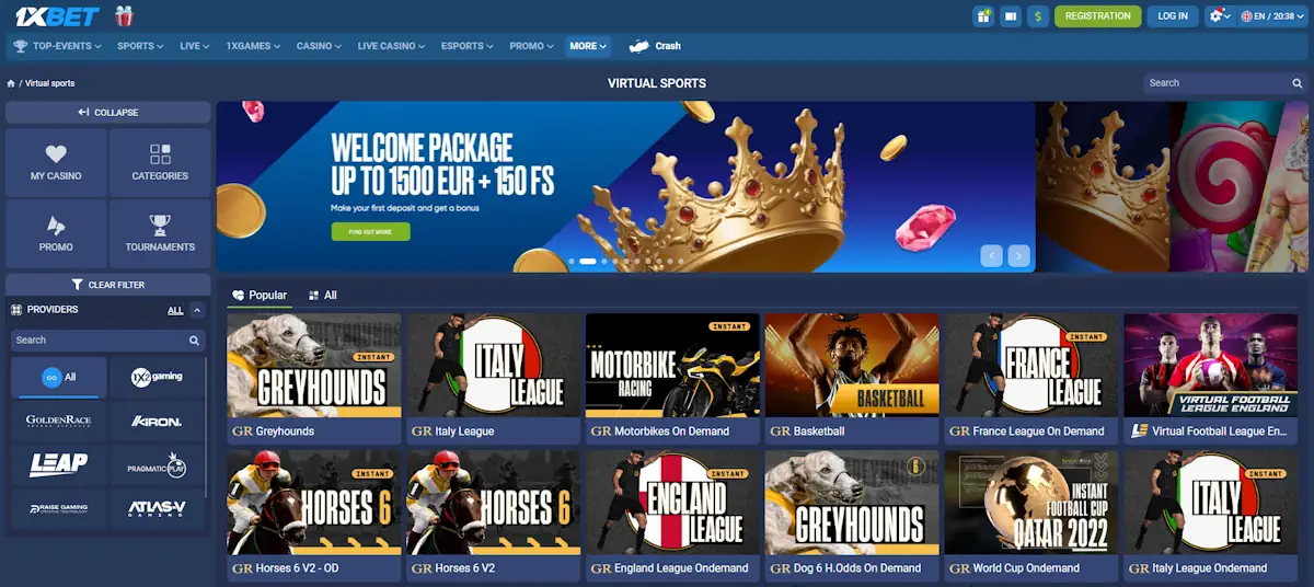 1xBet Fantasy Sports Betting Screenshot